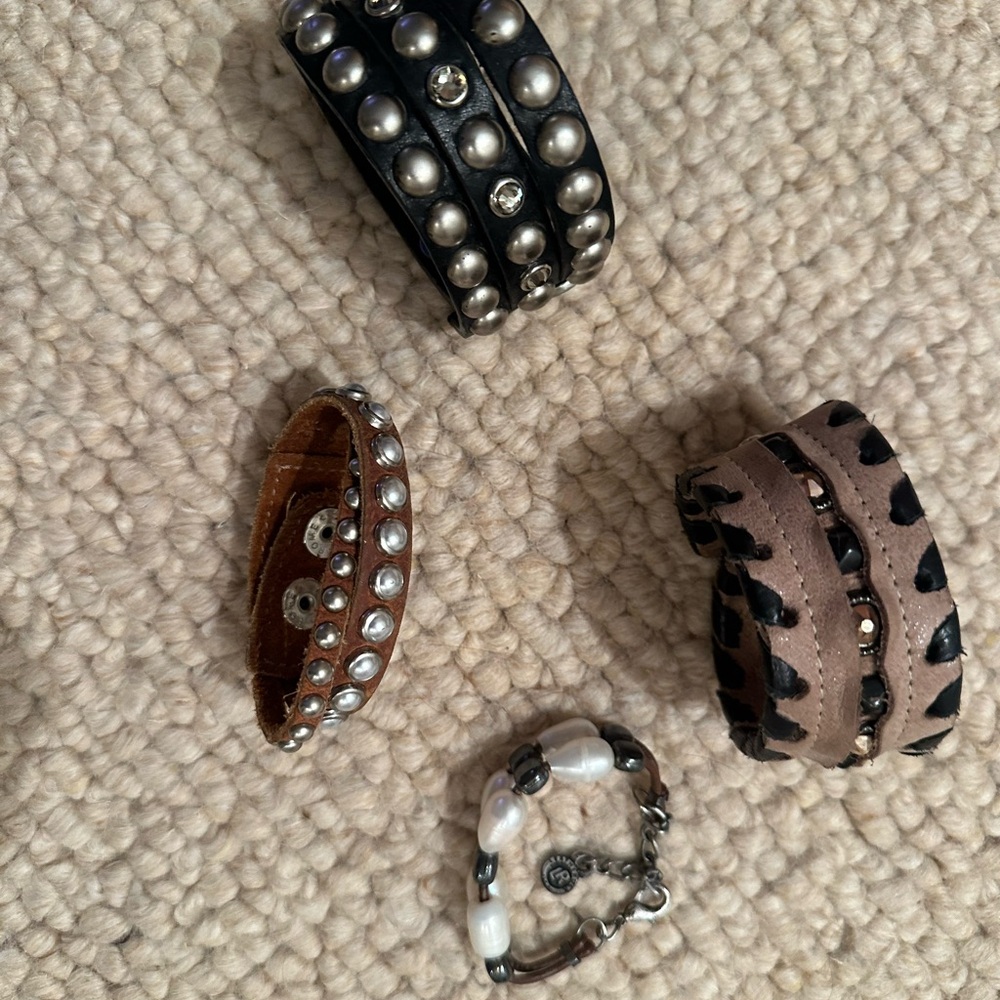 Stylish Black and Brown Studded Bracelets Set from LeatherRock